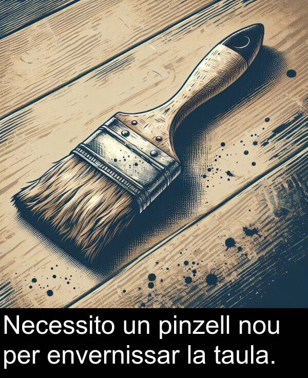 envernissar: Necessito un pinzell nou per envernissar la taula.