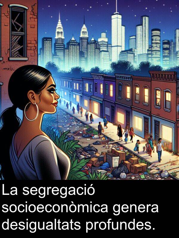 segregació: La segregació socioeconòmica genera desigualtats profundes.