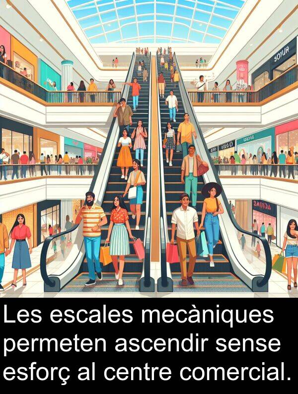 mecàniques: Les escales mecàniques permeten ascendir sense esforç al centre comercial.
