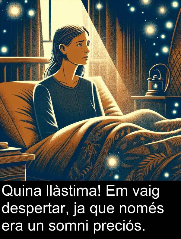 somni: Quina llàstima! Em vaig despertar, ja que només era un somni preciós.