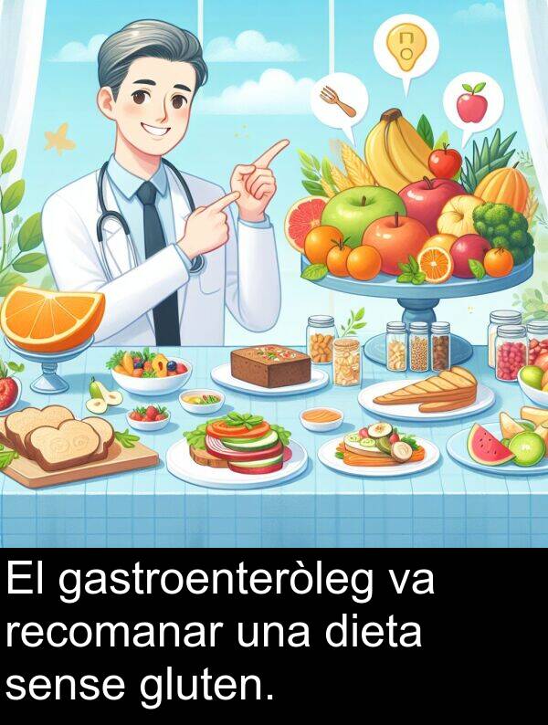 sense: El gastroenteròleg va recomanar una dieta sense gluten.