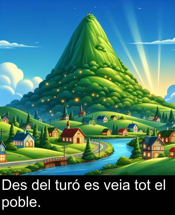 tot: Des del turó es veia tot el poble.