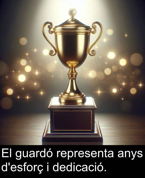 dedicació: El guardó representa anys d'esforç i dedicació.
