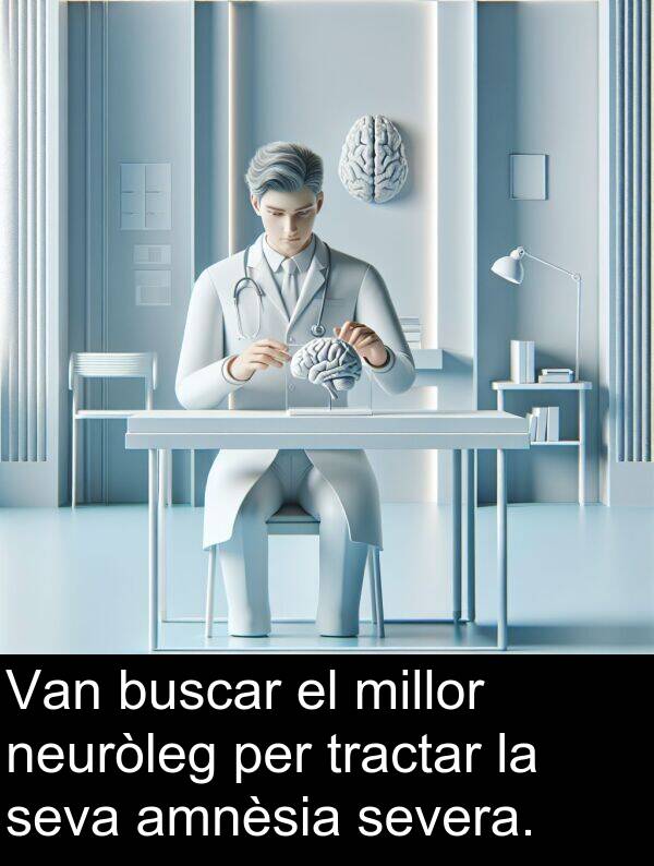 neuròleg: Van buscar el millor neuròleg per tractar la seva amnèsia severa.