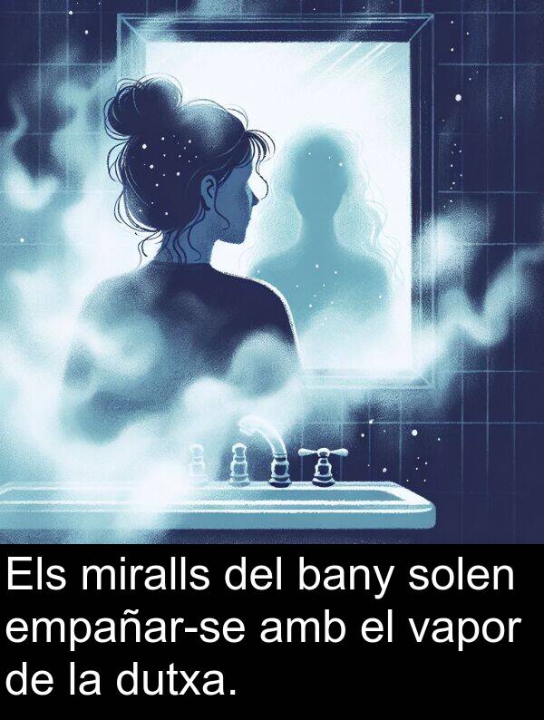 bany: Els miralls del bany solen empañar-se amb el vapor de la dutxa.
