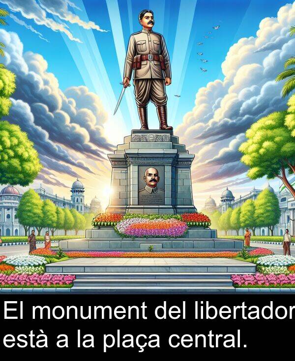 està: El monument del libertador està a la plaça central.