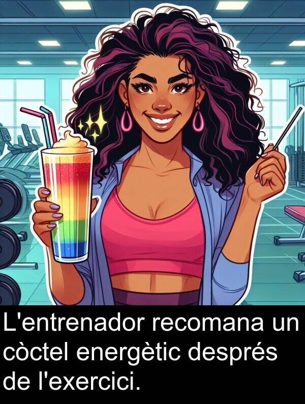 energètic: L'entrenador recomana un còctel energètic després de l'exercici.