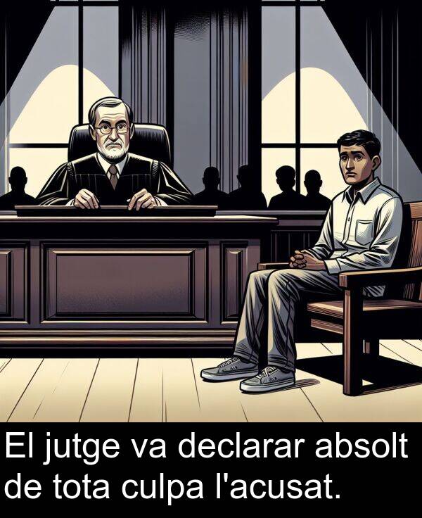 absolt: El jutge va declarar absolt de tota culpa l'acusat.