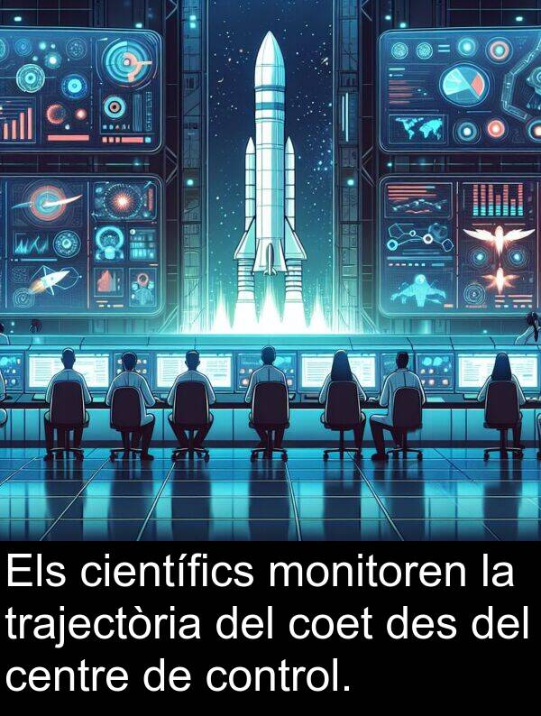 des: Els científics monitoren la trajectòria del coet des del centre de control.
