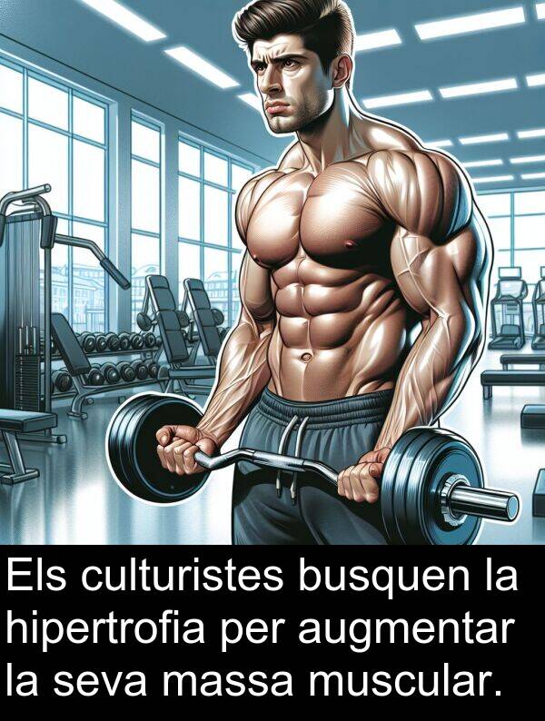culturistes: Els culturistes busquen la hipertrofia per augmentar la seva massa muscular.