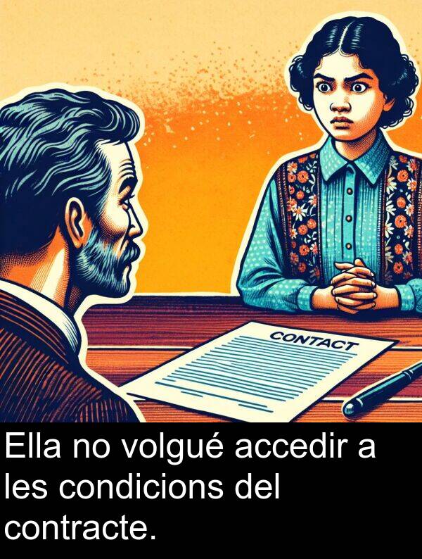 volgué: Ella no volgué accedir a les condicions del contracte.