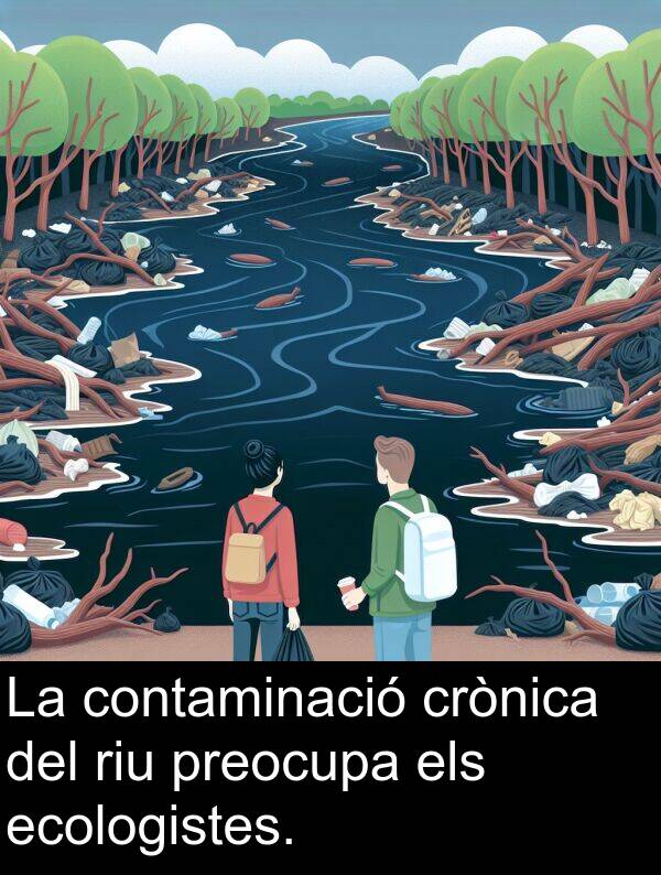 ecologistes: La contaminació crònica del riu preocupa els ecologistes.