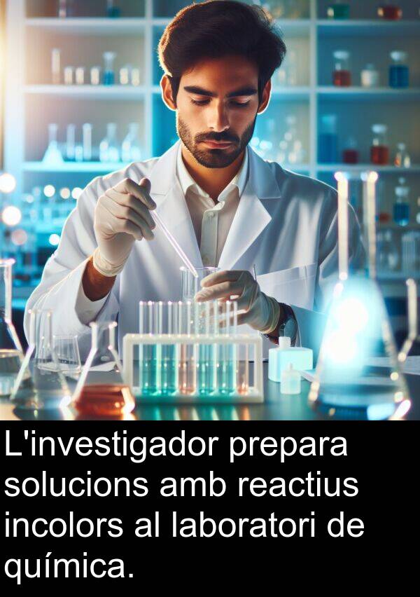 incolors: L'investigador prepara solucions amb reactius incolors al laboratori de química.