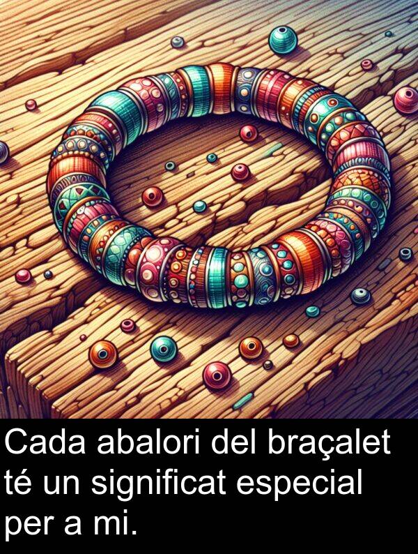 significat: Cada abalori del braçalet té un significat especial per a mi.