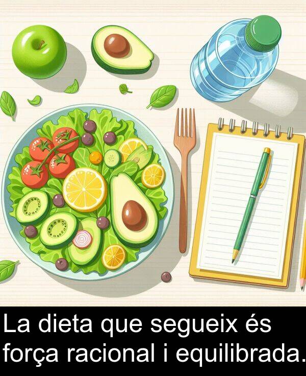 força: La dieta que segueix és força racional i equilibrada.