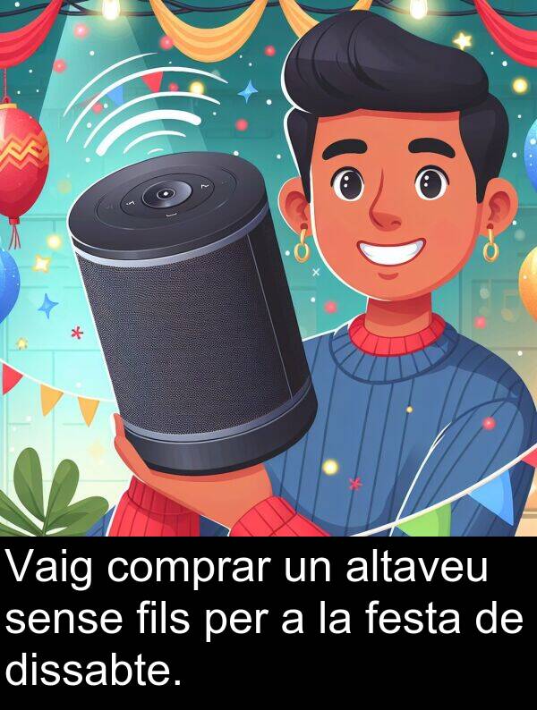 sense: Vaig comprar un altaveu sense fils per a la festa de dissabte.
