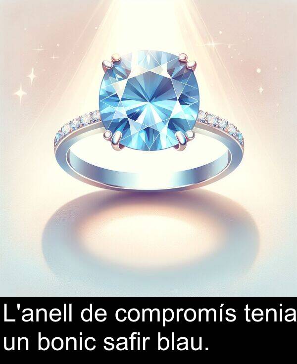 bonic: L'anell de compromís tenia un bonic safir blau.