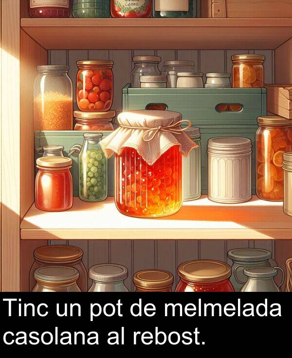 rebost: Tinc un pot de melmelada casolana al rebost.