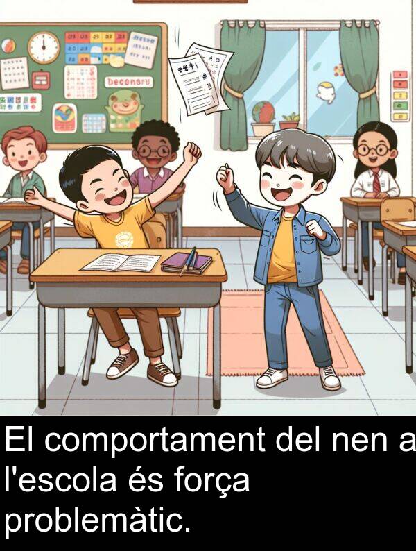 força: El comportament del nen a l'escola és força problemàtic.