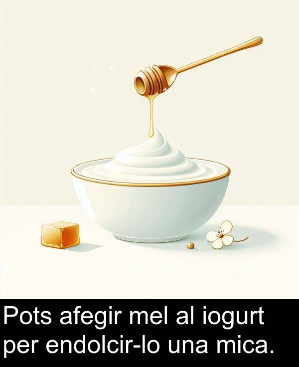 mica: Pots afegir mel al iogurt per endolcir-lo una mica.
