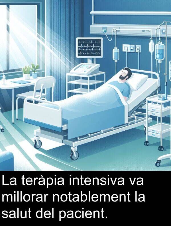 notablement: La teràpia intensiva va millorar notablement la salut del pacient.