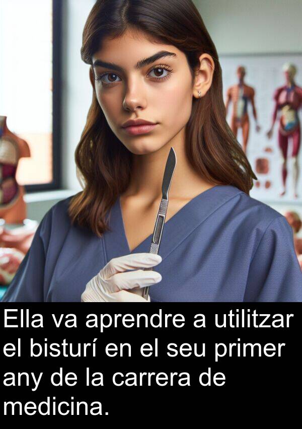 bisturí: Ella va aprendre a utilitzar el bisturí en el seu primer any de la carrera de medicina.
