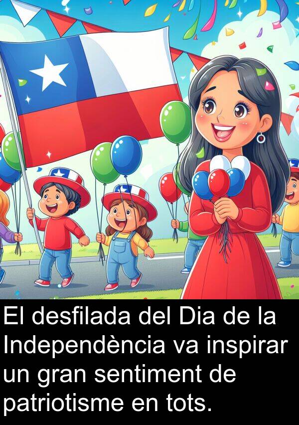 sentiment: El desfilada del Dia de la Independència va inspirar un gran sentiment de patriotisme en tots.