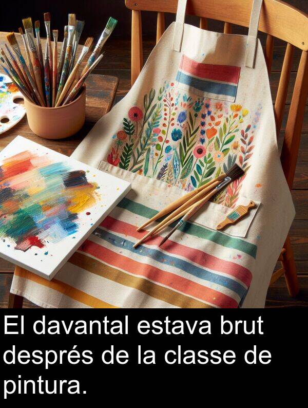 pintura: El davantal estava brut després de la classe de pintura.