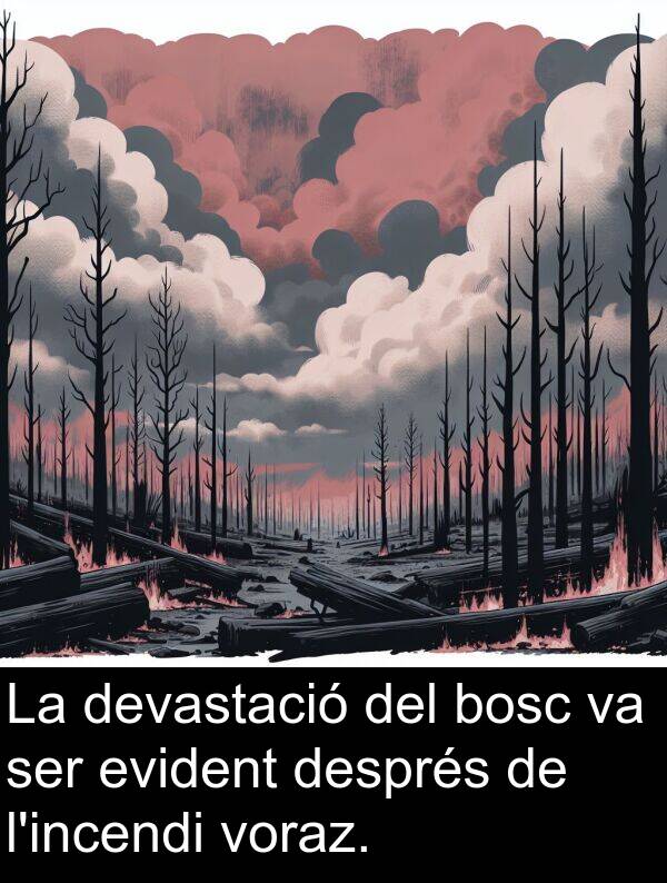 després: La devastació del bosc va ser evident després de l'incendi voraz.
