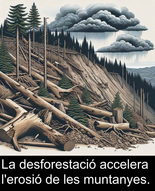 muntanyes: La desforestació accelera l'erosió de les muntanyes.