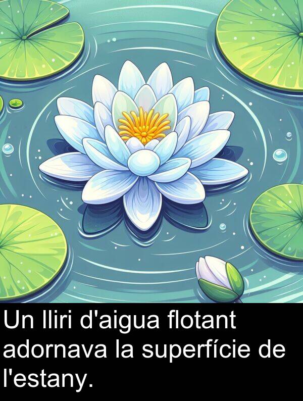 flotant: Un lliri d'aigua flotant adornava la superfície de l'estany.
