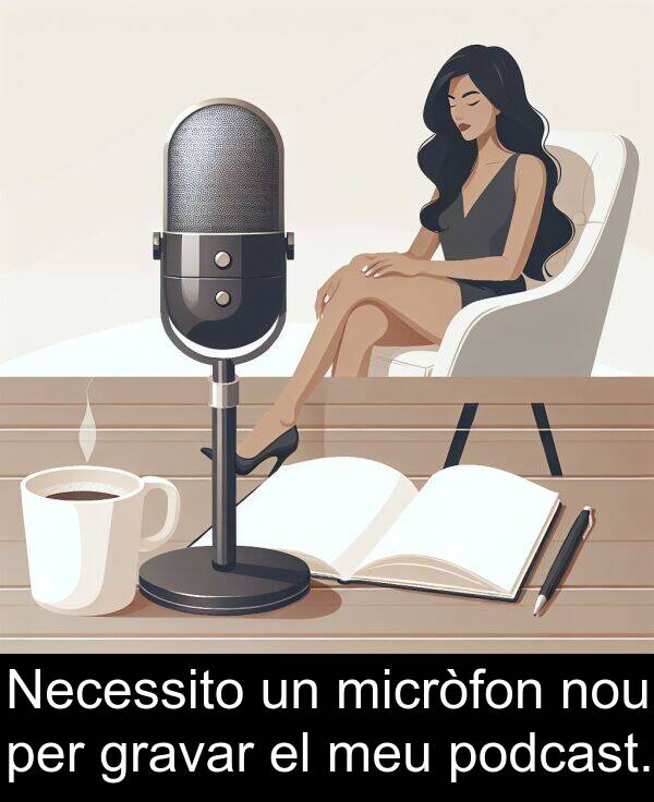 gravar: Necessito un micròfon nou per gravar el meu podcast.