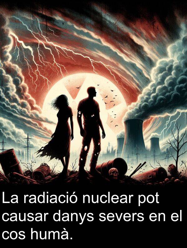 severs: La radiació nuclear pot causar danys severs en el cos humà.