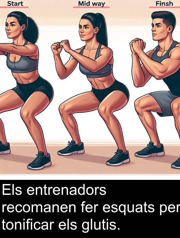 tonificar: Els entrenadors recomanen fer esquats per tonificar els glutis.