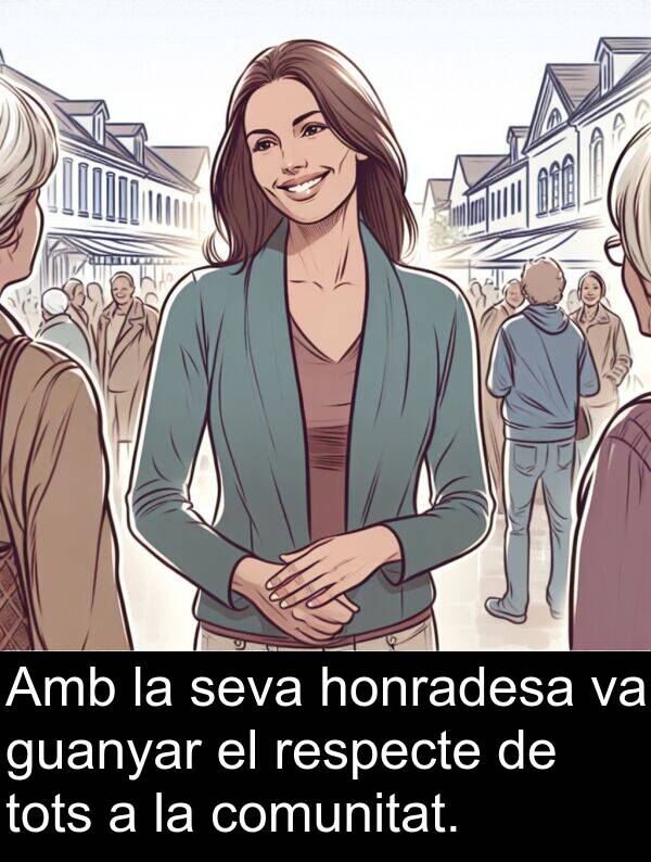 comunitat: Amb la seva honradesa va guanyar el respecte de tots a la comunitat.