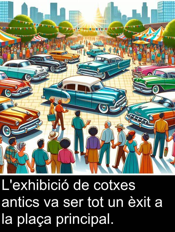 èxit: L'exhibició de cotxes antics va ser tot un èxit a la plaça principal.