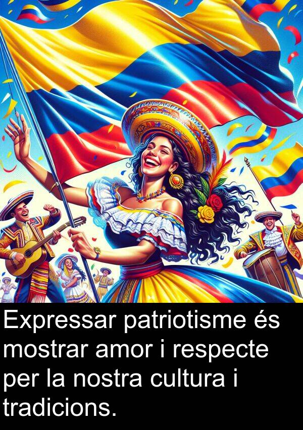 tradicions: Expressar patriotisme és mostrar amor i respecte per la nostra cultura i tradicions.