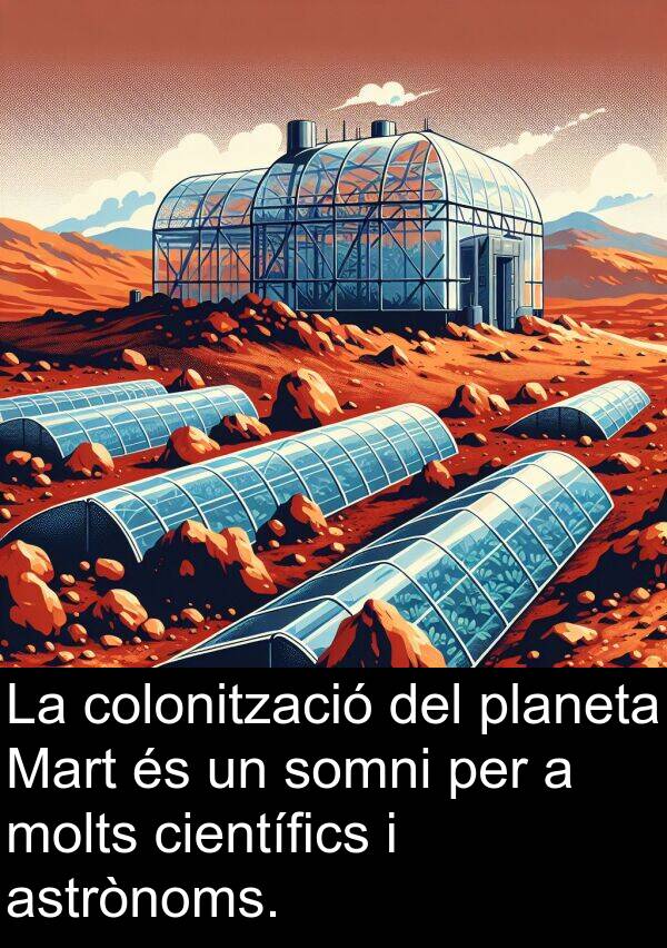 somni: La colonització del planeta Mart és un somni per a molts científics i astrònoms.