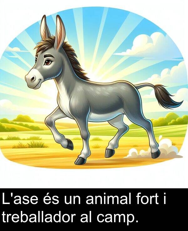 treballador: L'ase és un animal fort i treballador al camp.
