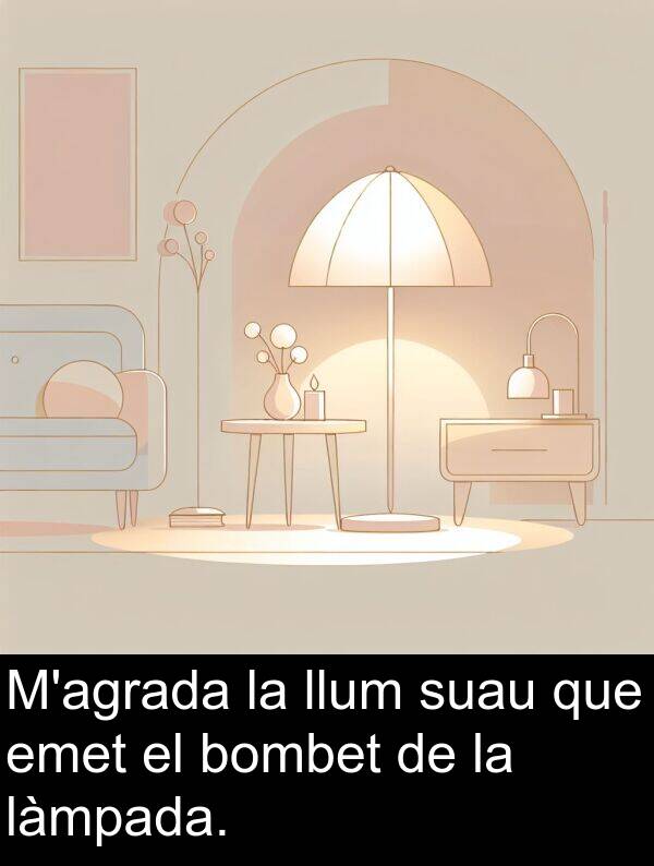 llum: M'agrada la llum suau que emet el bombet de la làmpada.