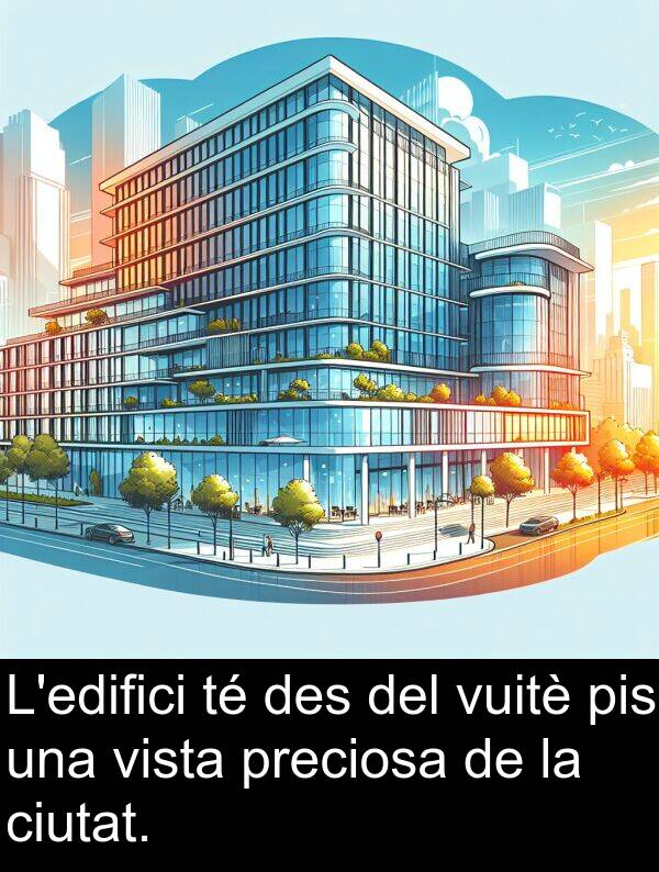 des: L'edifici té des del vuitè pis una vista preciosa de la ciutat.