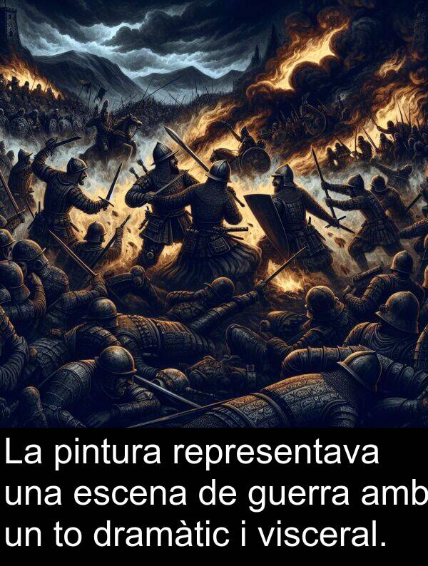 pintura: La pintura representava una escena de guerra amb un to dramàtic i visceral.