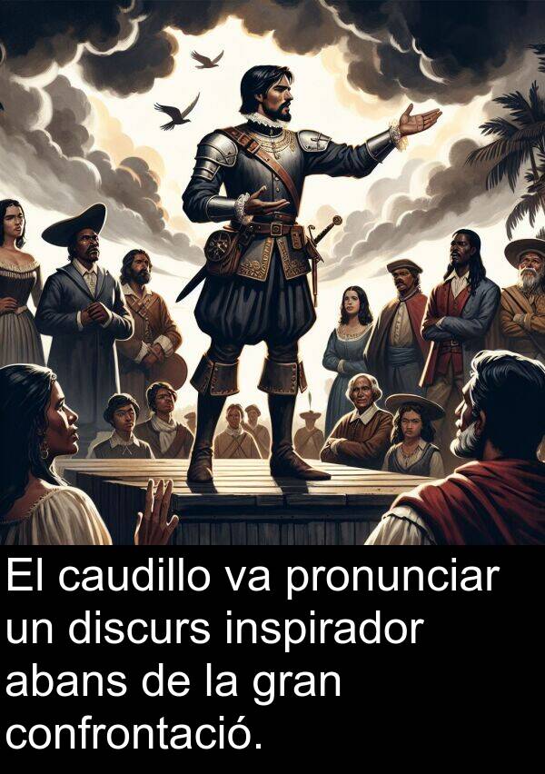 discurs: El caudillo va pronunciar un discurs inspirador abans de la gran confrontació.