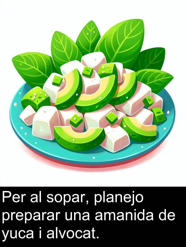 yuca: Per al sopar, planejo preparar una amanida de yuca i alvocat.