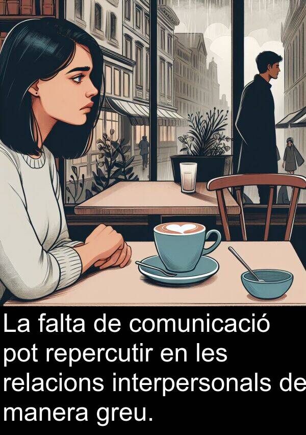 repercutir: La falta de comunicació pot repercutir en les relacions interpersonals de manera greu.