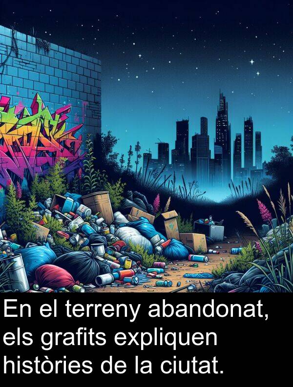 expliquen: En el terreny abandonat, els grafits expliquen històries de la ciutat.