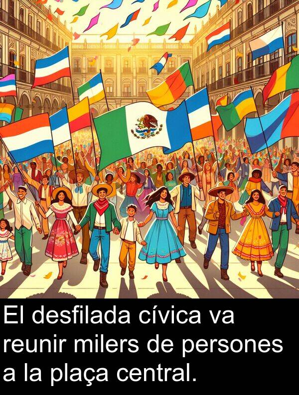 desfilada: El desfilada cívica va reunir milers de persones a la plaça central.