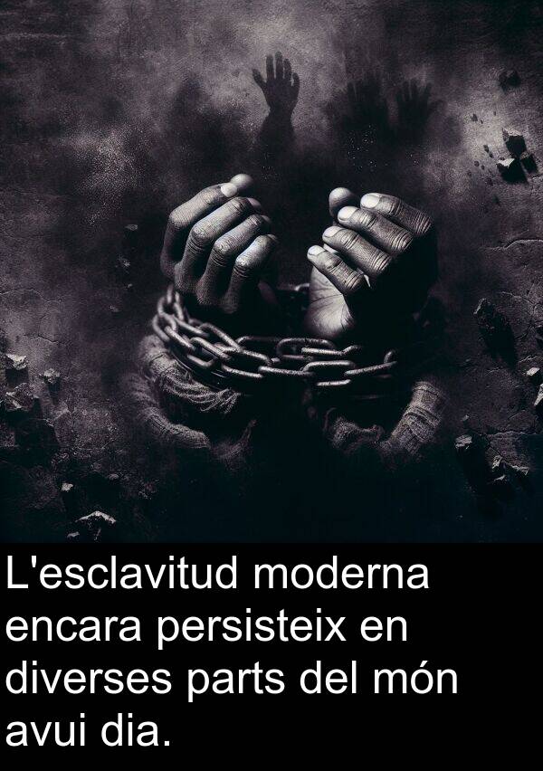 diverses: L'esclavitud moderna encara persisteix en diverses parts del món avui dia.