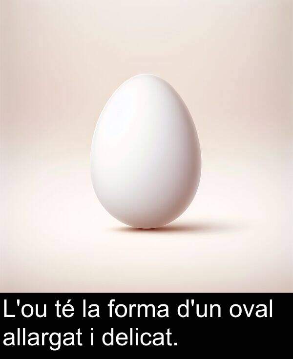 forma: L'ou té la forma d'un oval allargat i delicat.