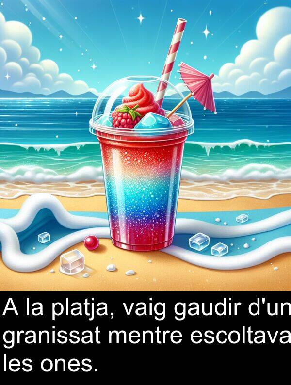 gaudir: A la platja, vaig gaudir d'un granissat mentre escoltava les ones.